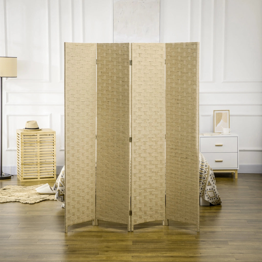 EasyComfort Paravento Separé da Interno a 4 Ante in Legno, Pieghevole e Salvaspazio Altezza 170cm, Marrone