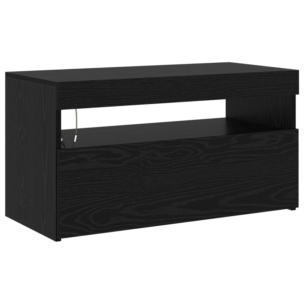 Mobiletti TV 2 pcs con luci LED in rovere nero e legno ingegnerizzato