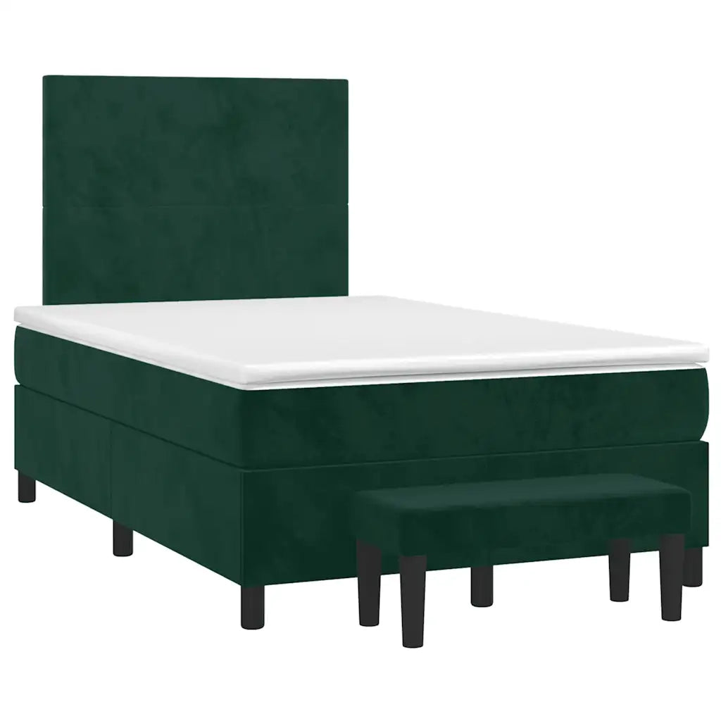 Giroletto a Molle con Materasso Verde Scuro 120x200 cm Velluto