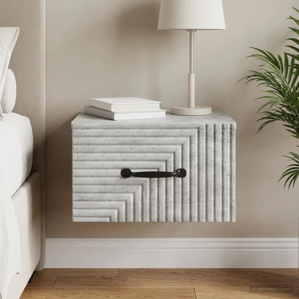Mobiletto da notte a muro Grigio Cemento 34,5 x 33 x 20 cm 898601