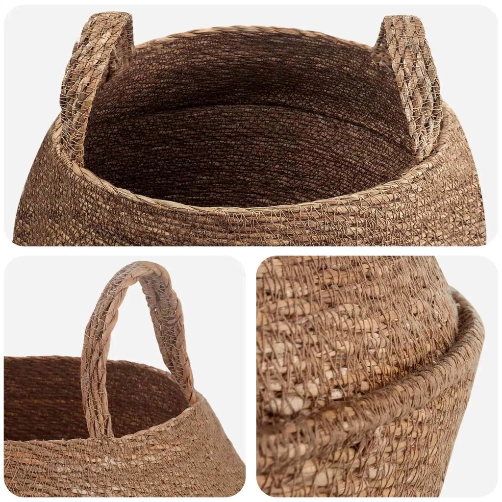 Vaso da fiori con manici Naturale Ø 45 x 36 cm 100% Erba marina