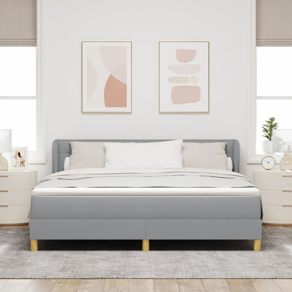 Letto a Molla  con Materasso Grigio Chiaro 180x200 cm in Tessuto