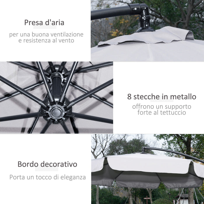 Ombrellone da Giardino a Braccio Ø265x265H cm con Apertura a Manovella Grigio