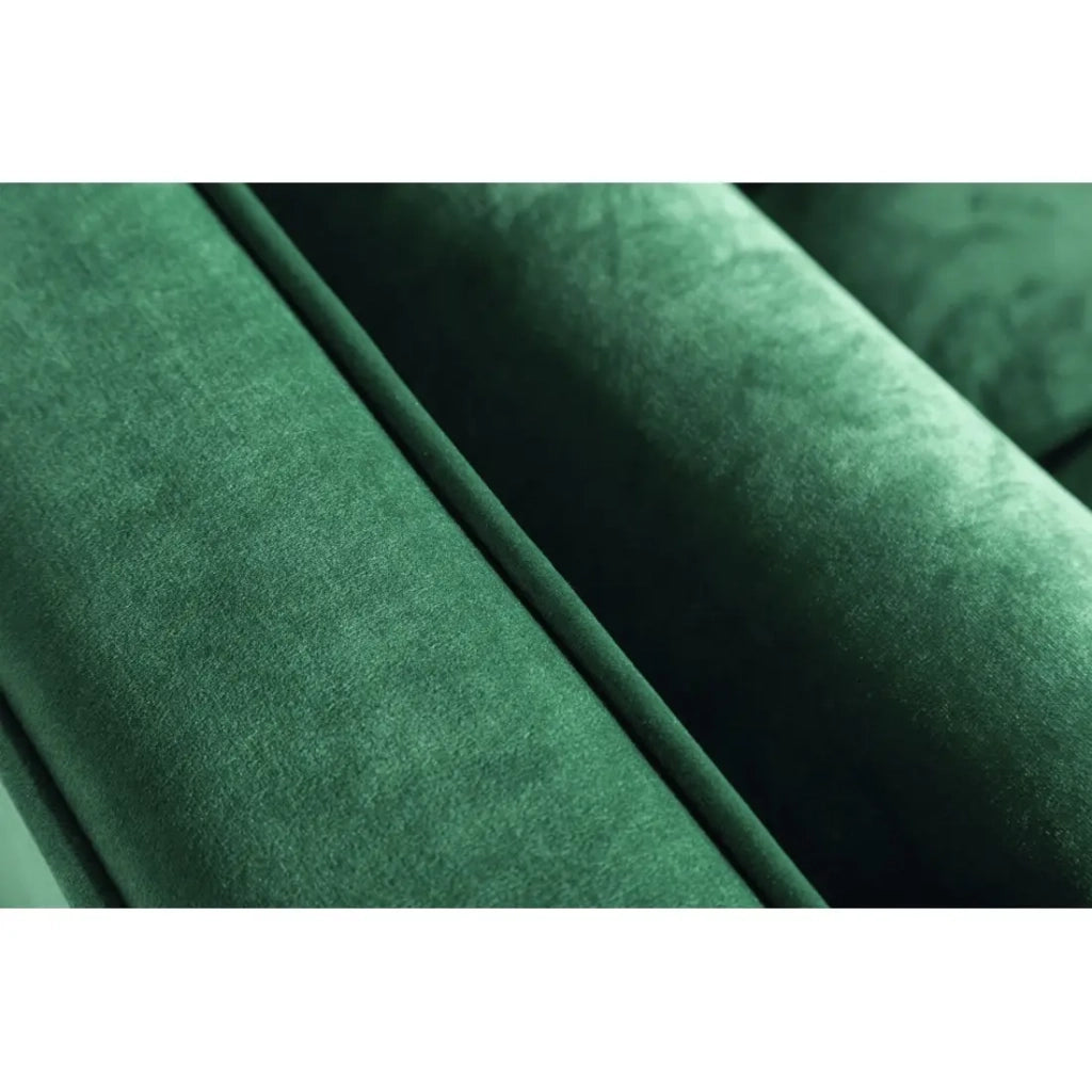 Divano KOLIRI a 3 posti verde smeraldo – Divano di design in velluto con struttura in legno massiccio