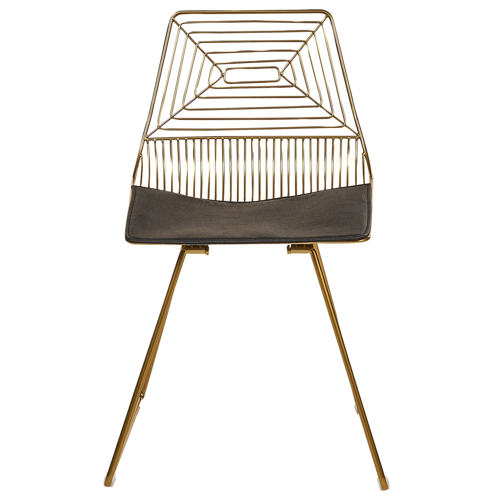 Set di 2 sedie in metallo oro con cuscino in pelle stile moderno industriale