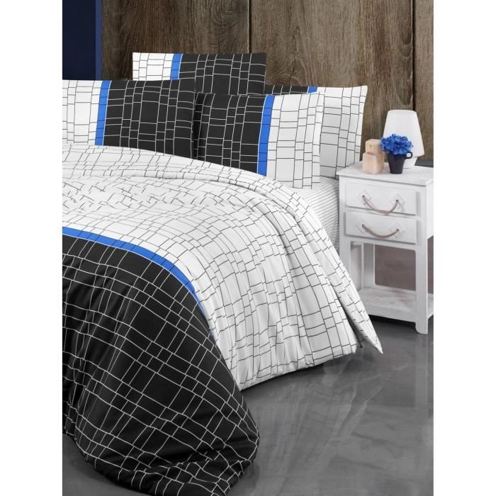 Completo letto - 1 copripiumino 220 x 240 cm + 2 federe 60 x 60 cm - 65% cotone, 35% poliestere - Bianco