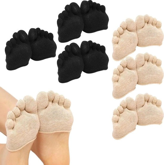Calze in unico pezzo Teensokken per antidolori per il piede Alto tacco Inflabili Inverni Zoccoli invernali Nero & Beige - 3 paia per donna
