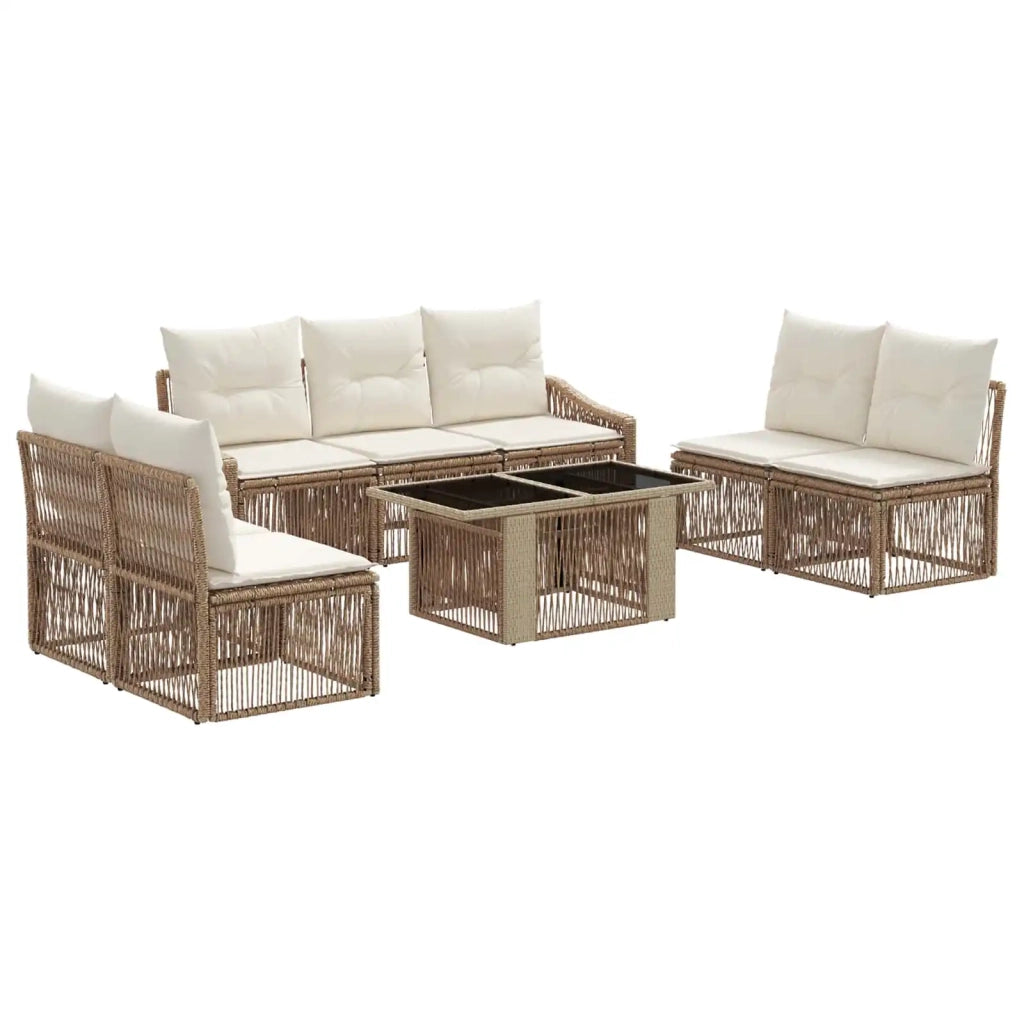 Set Divano da Giardino 8 pz Beige e Bianco Crema polyrattan 3437235