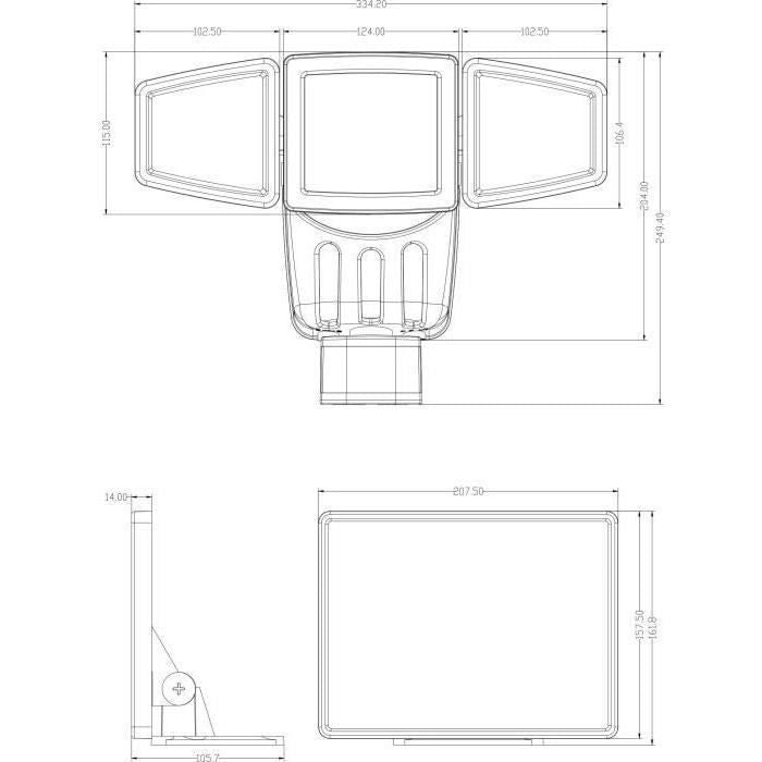 GALIX G4442 Proiettore solare a 3 teste - 1500 lumen - 182 LED SMD - Modalità AUTO o funzionamento forzato