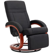 Poltrona relax reclinabile con poggiapiedi ¨C Minimal ¨C grigio scuro, tessuto lino, legno