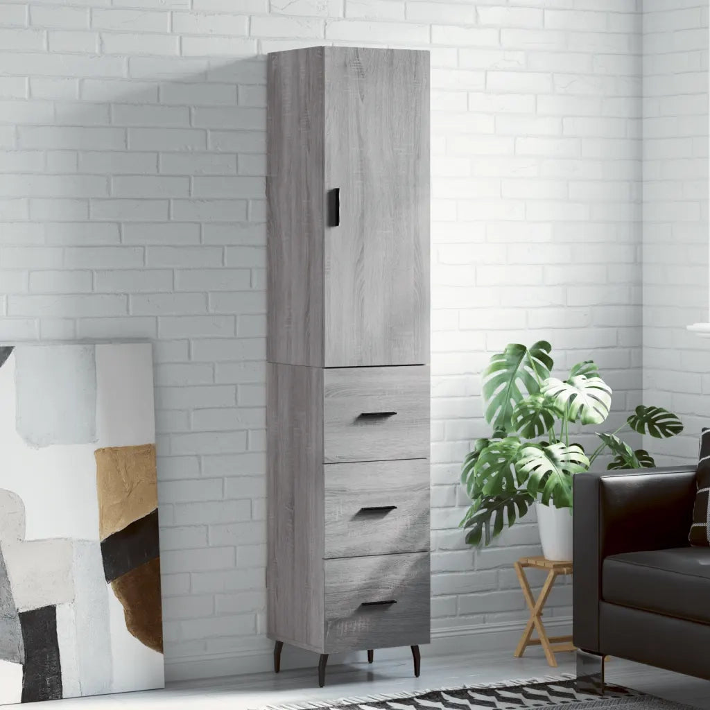 Credenza | Madia | Buffet da pranzo | Armadio da pranzo Grigio Sonoma 34,5x34x180 cm in Legno Multistrato