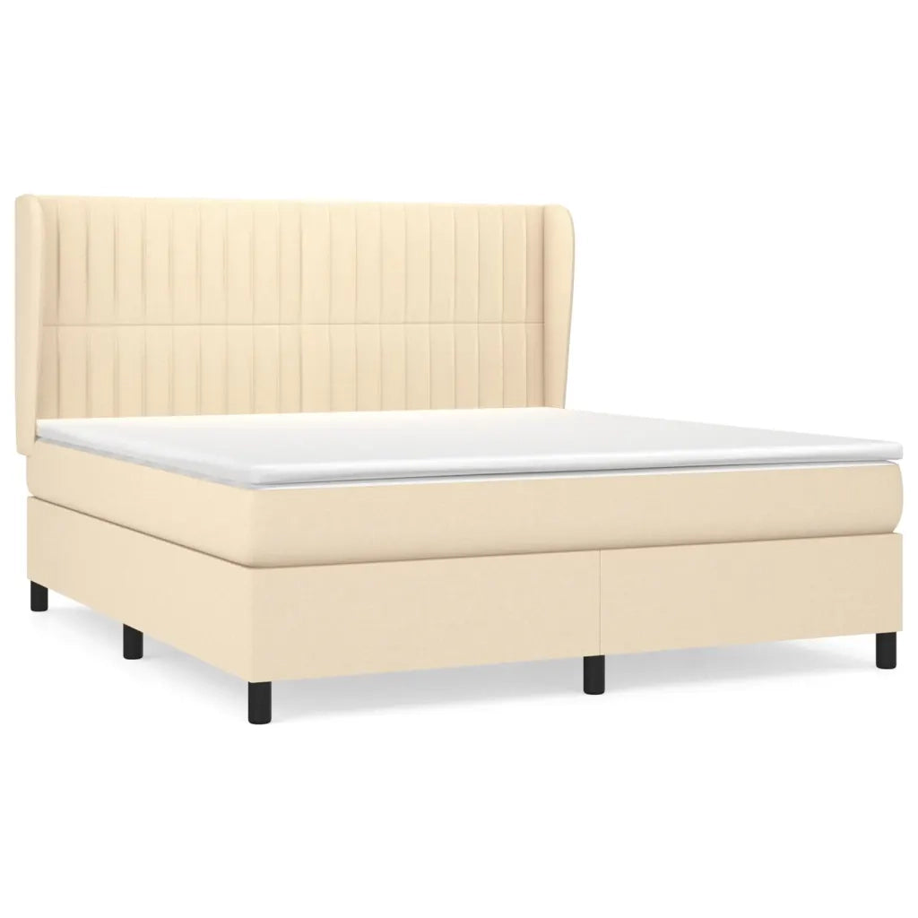 Giroletto a Molle con Materasso Crema 160x200 cm in Tessuto 3128138