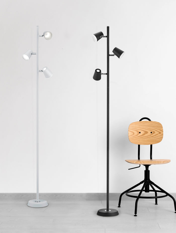 Piantana da Interno a LED in Metallo Bianco Opaco