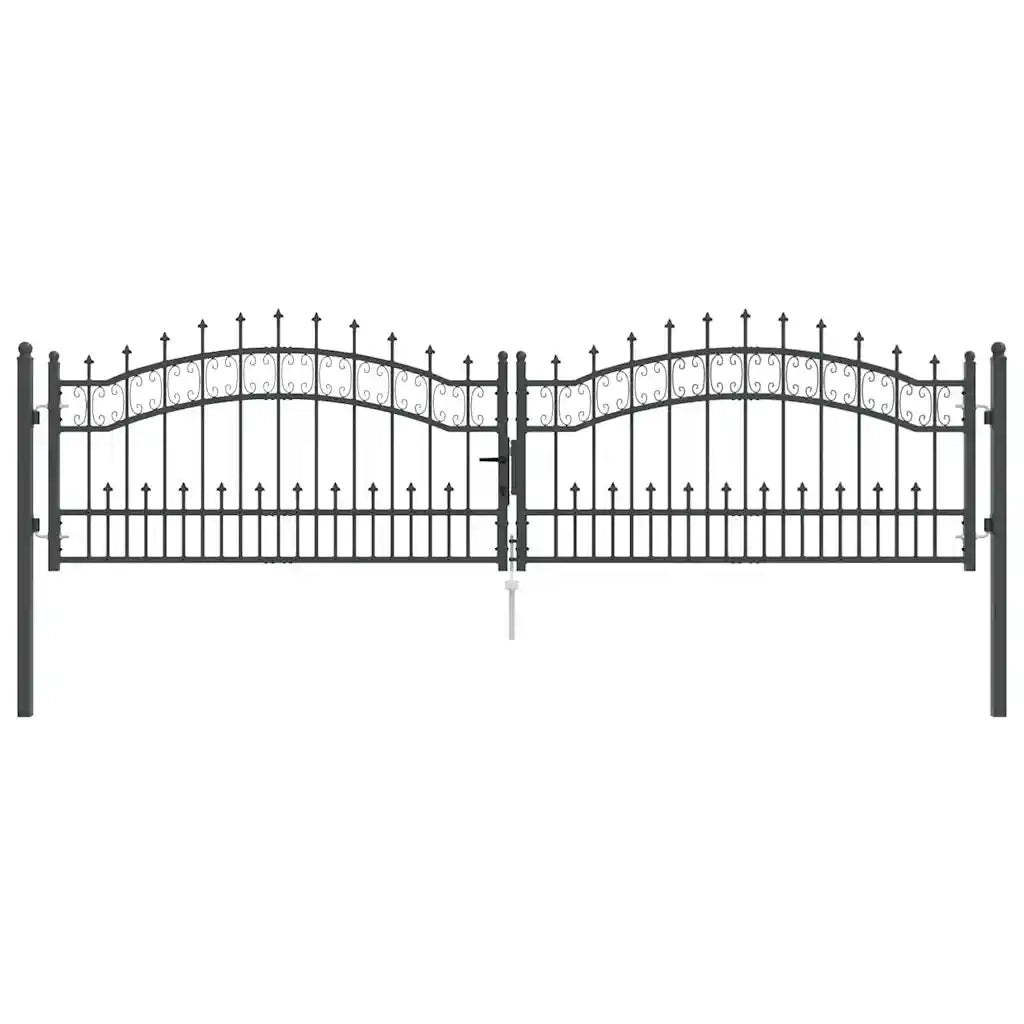 Cancello con Punta a Lancia KAMPEN 305 x 75 cm Acciaio Grigio CFW4053722