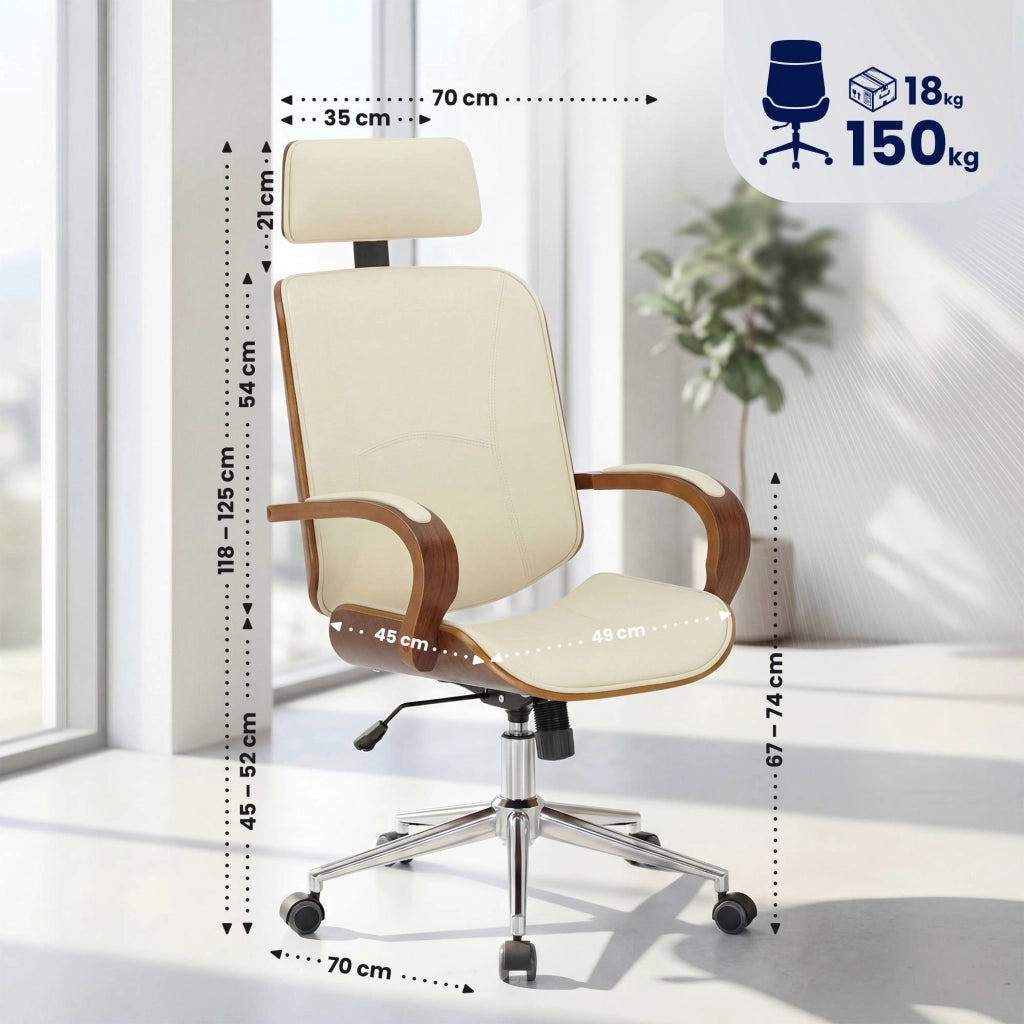 Sedia da ufficio Dayton Noce/crema