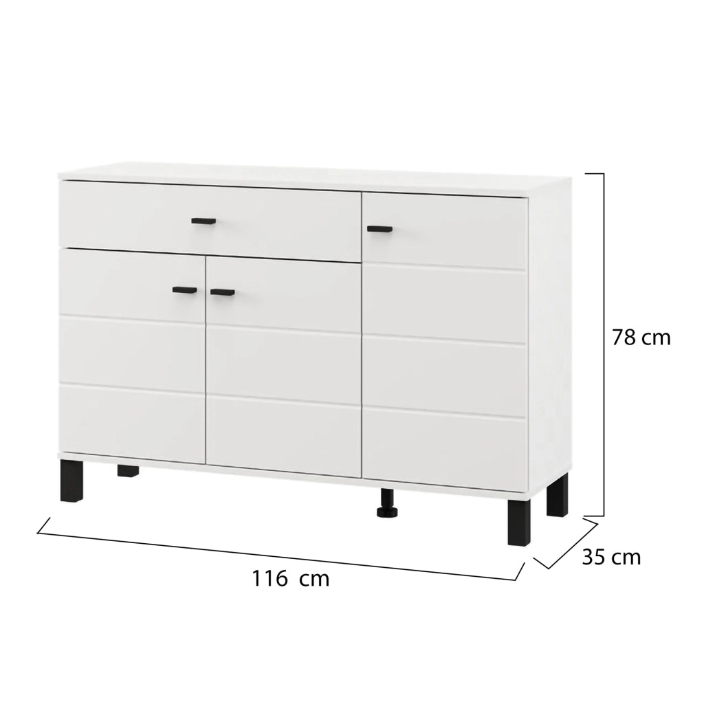 Madia Uyuni, Credenza 3 Ripiani, 116x35x78h cm Bianco