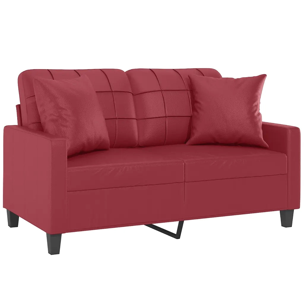 Divano a 2 Posti con Cuscini-Sofa 2 Posti con Cuscini Rosso Vino 120 cm in Similpelle 736770
