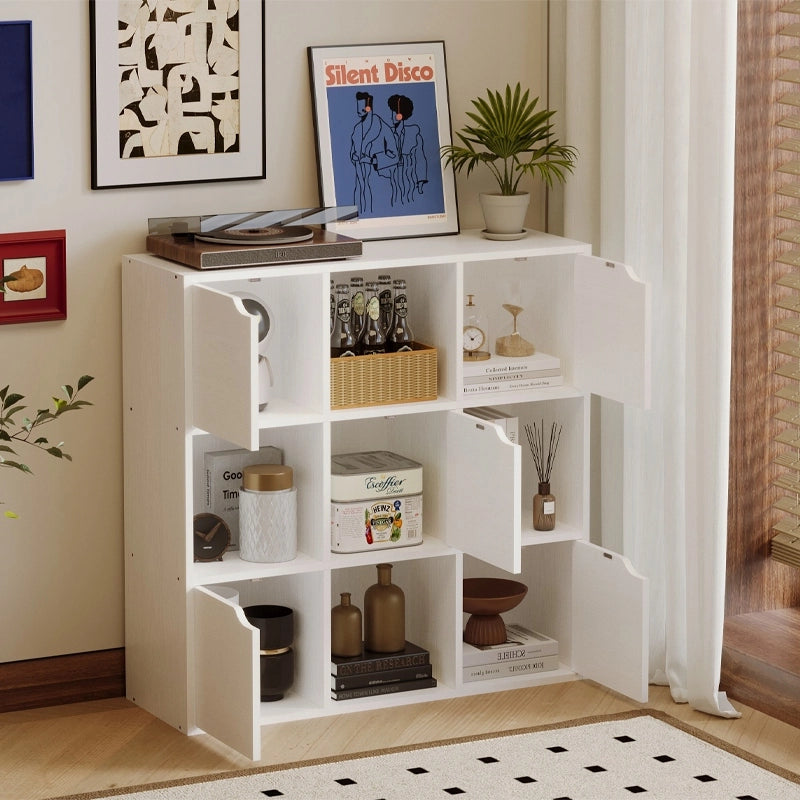 Scaffale, mobiletto, cassettiera, ripiani quadrati, cassettiera chiusa, bianco, stile loft moderno