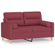 Divano | Divano da soggiorno | Sofa a 2 Posti con Cuscini Rosso Vino 120 cm in Tessuto