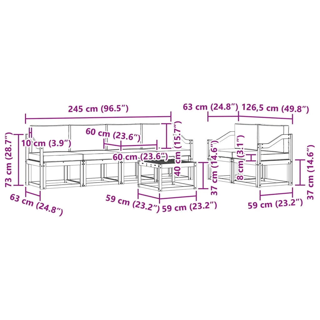 Set di divani da esterno 7 pz Bianco e Antracite 3387296