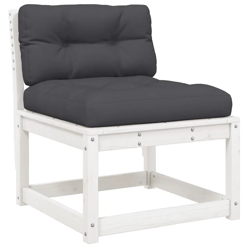 Set Salotto Giardino 7pz con Cuscini Bianco Legno Massello Pino 3216931