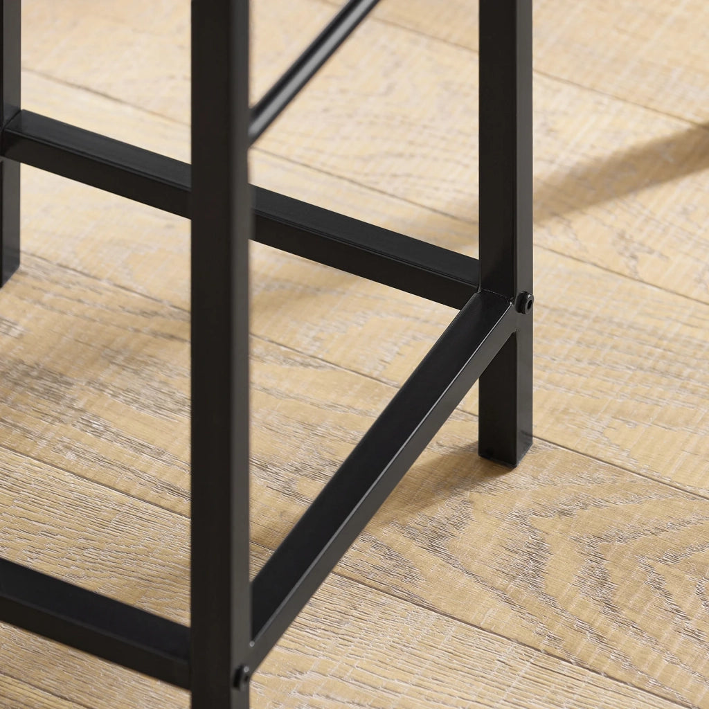 Set 3 Pezzi Tavolo con 2 sgabelli Mobile Bar per casa Stile Industriale Grigio, L80*P50*A88cm, Legno OGT10-N