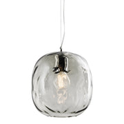OBAN Sospensione in Vetro Soffiato Fumè E27 IP20 - Lampada di Design con Diffusore Artigianale - Struttura Elegante per Interni