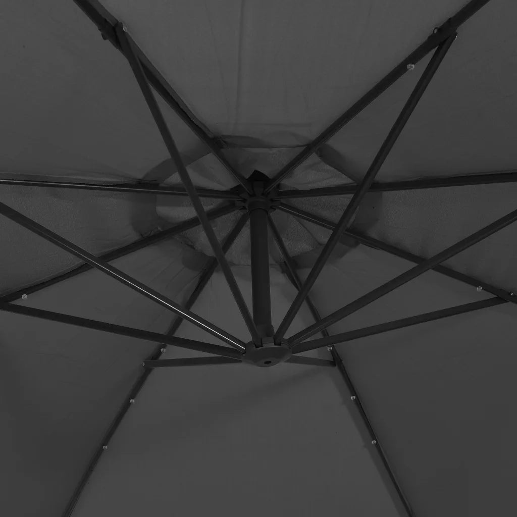 Ombrellone a Sbalzo con LED e Palo in Acciaio 300 cm Antracite 44521