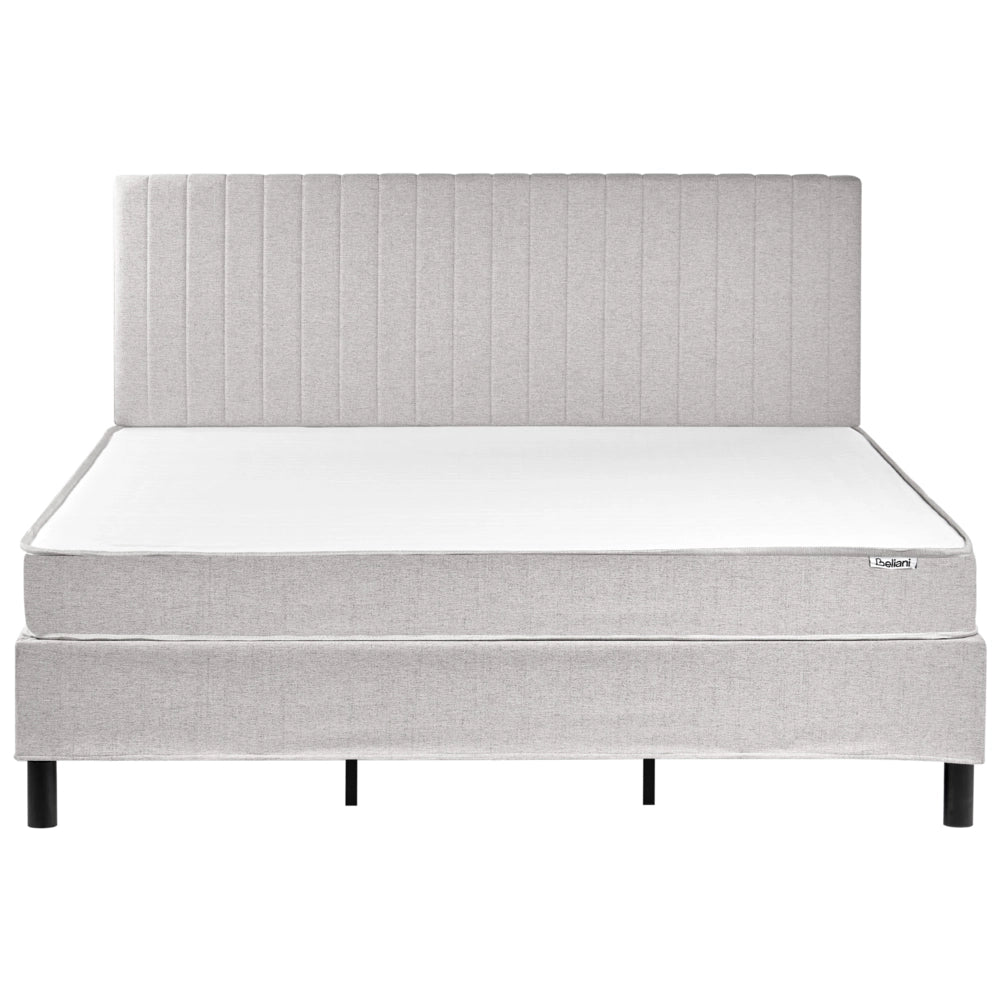 Letto matrimoniale con testiera Materasso a molle insacchettate 180 x 200 cm grigio chiaro camera da letto
