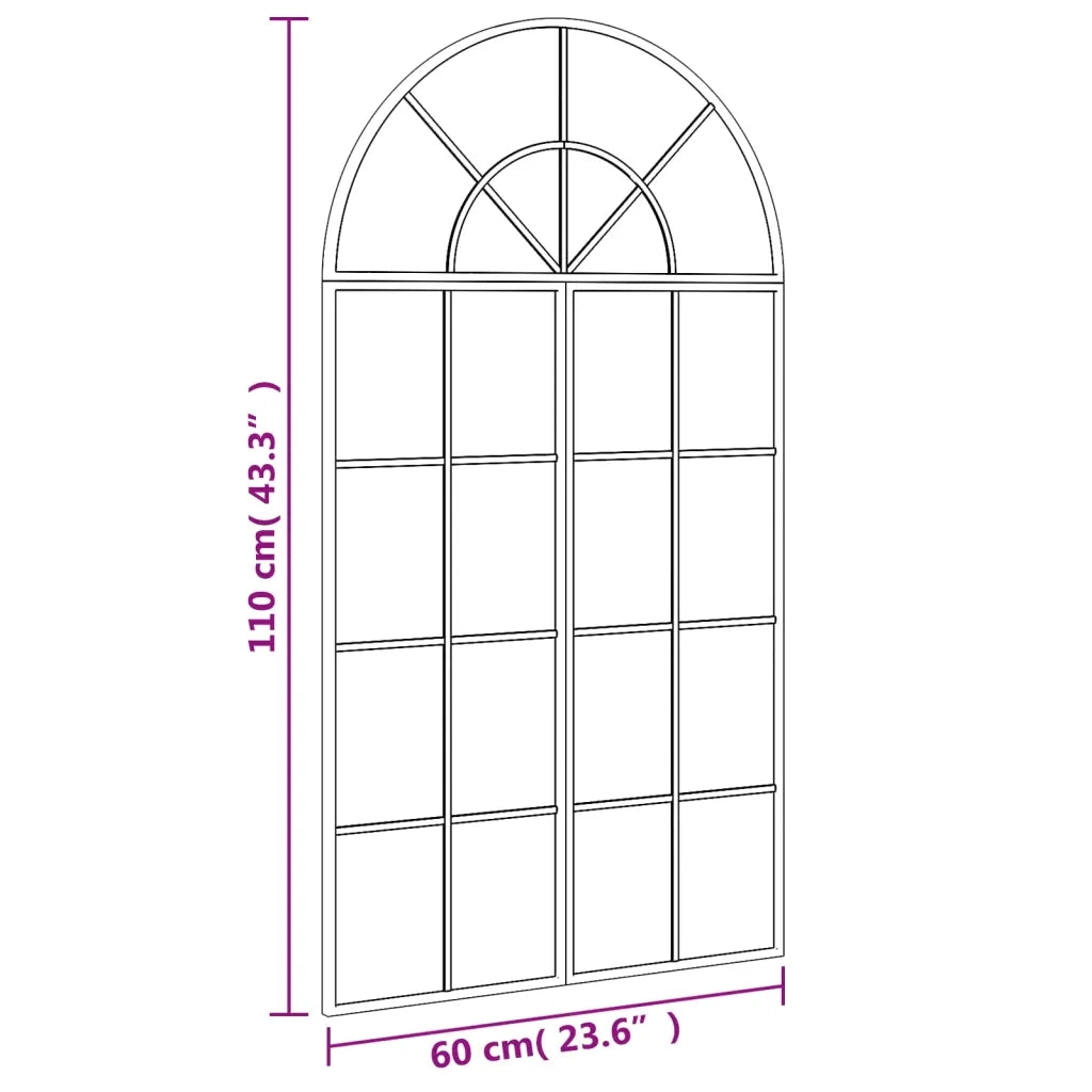 vidaXL Specchio da Parete Nero 60x110 cm Arco in Ferro