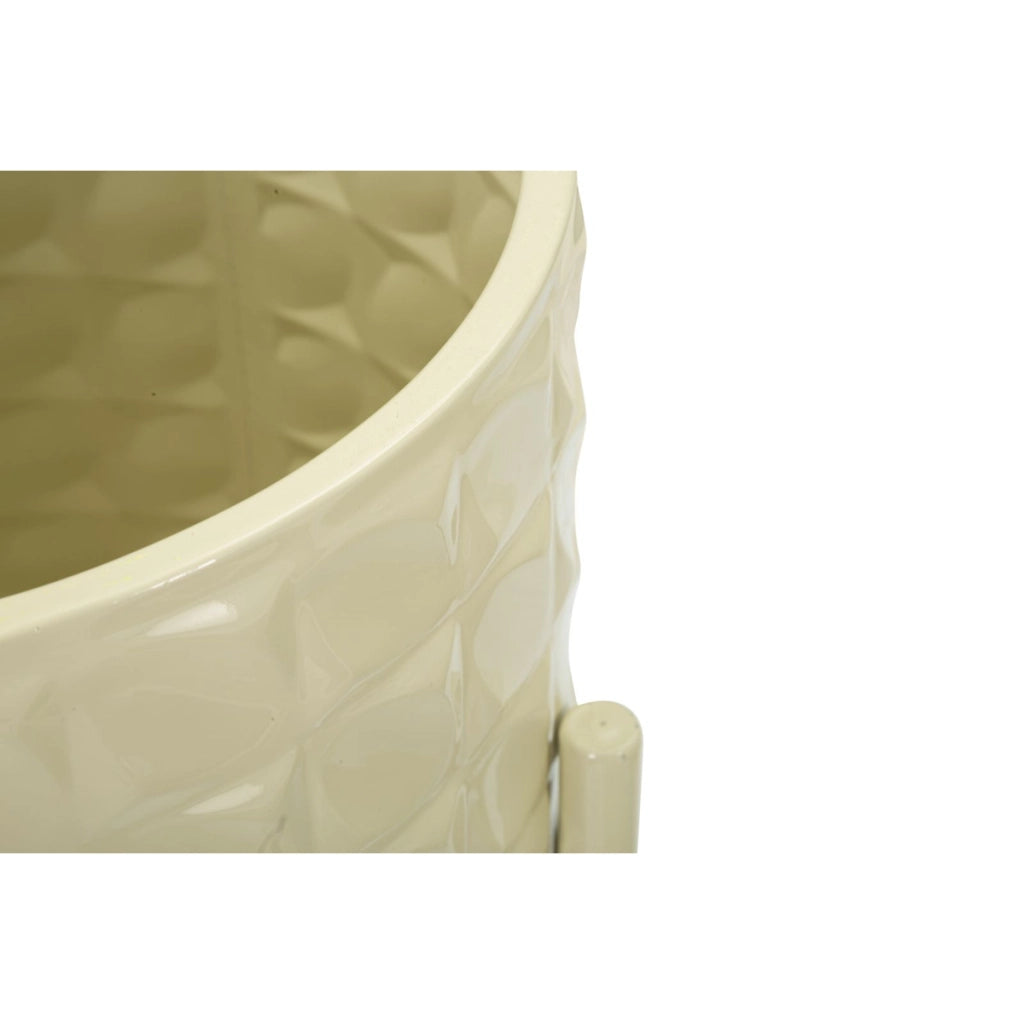 Set di 3 Vasi per Piante VKH427, Beige, Metallo, 36x36x56,5 cm