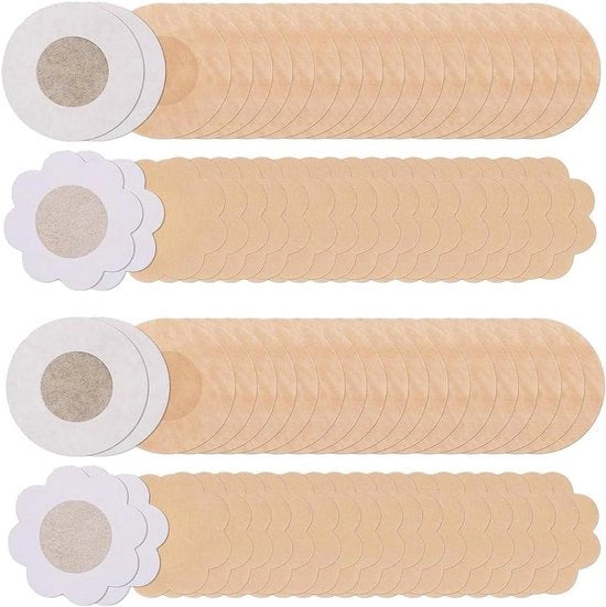 80 pezzi di copertura per seno in tessuto da gettare via per donne - design a forma di fiore e circolare con adesivo autoattacco