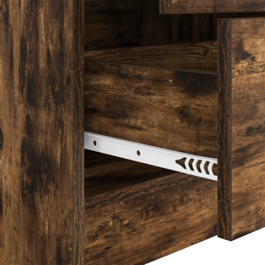 Scrivania con spazio di archiviazione rovere affumicato legno ingegnerizzato