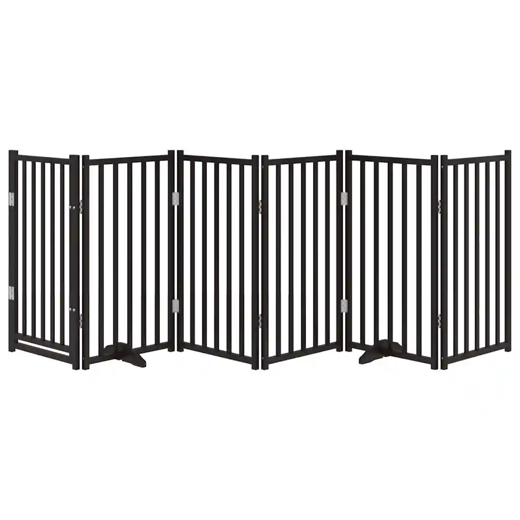 Cancello Cani Pieghevole Nero 6 Pannelli 300 cm Massello Abete CFW3744174