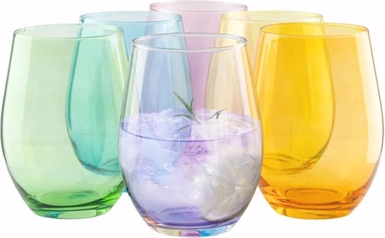 Set di bicchieri cocktail colorati da 6 - 624 ml bicchieri per acqua, succo, caffè freddo e altro
