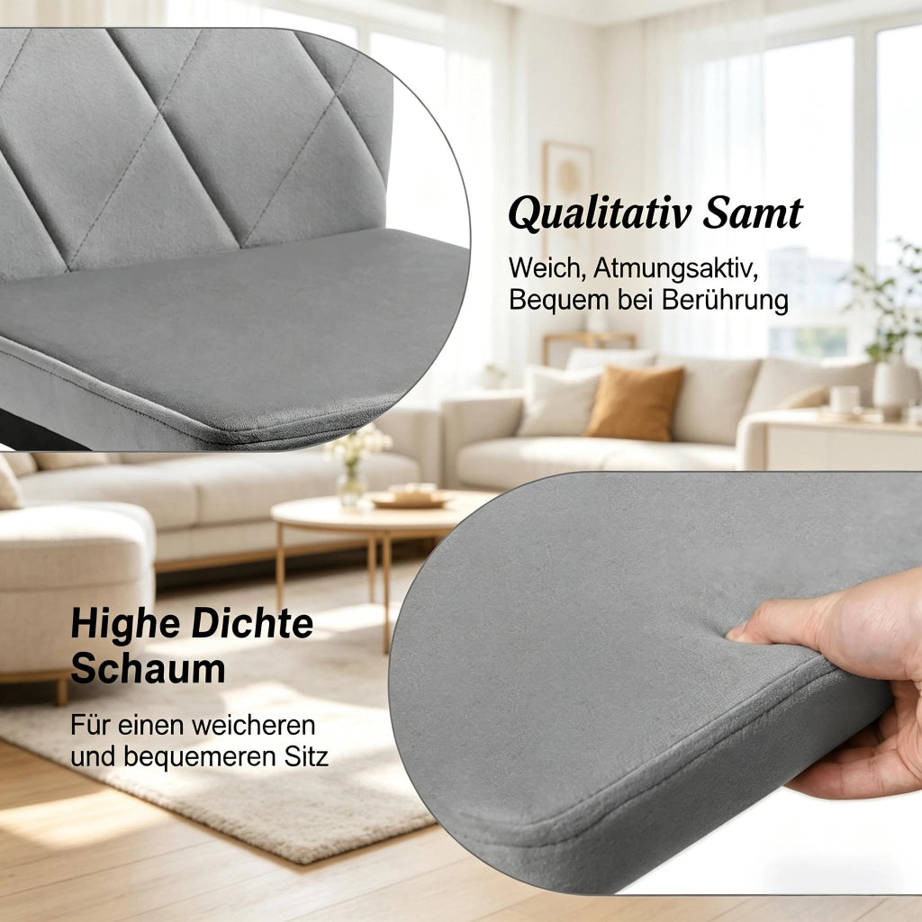 SEDIA DA PRANZO IMBOTTITA 42 x 94,5 x 59 cm Velluto Grigio Scuro Set da 4 pezzi