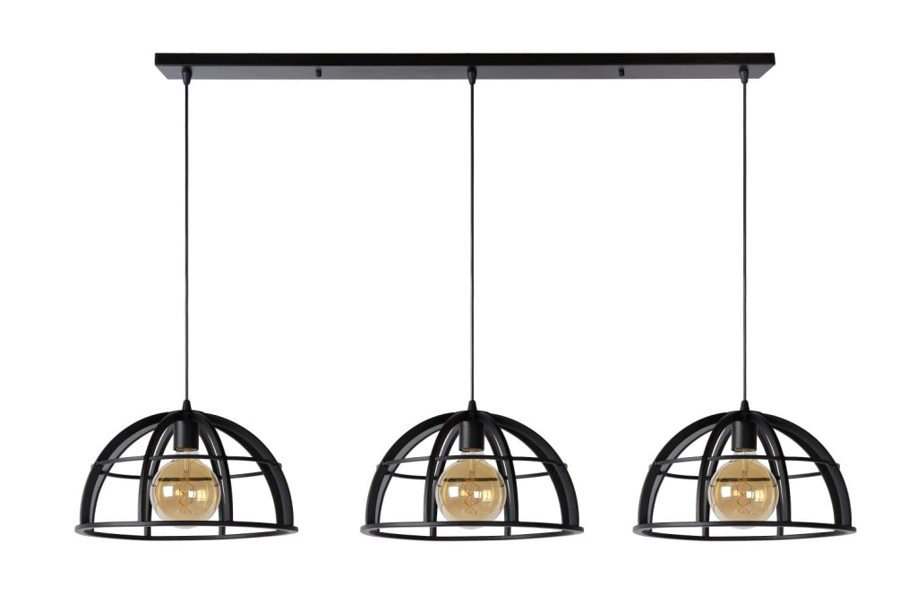 Lampadario Lucide Dikra nero metallo 3xE27 60W 150cm