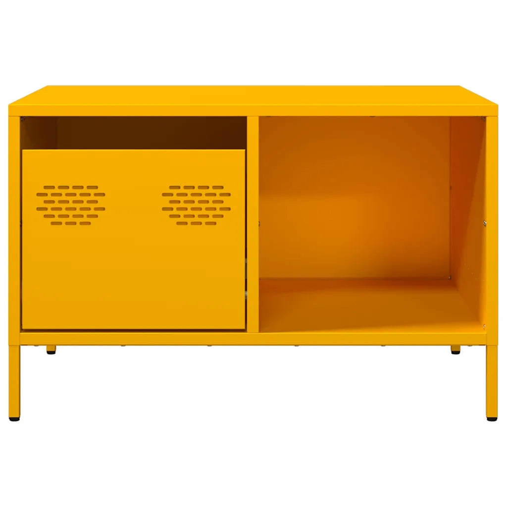 Tavolino-Tavolino da soggiorno-Tavolo Giallo Senape 68,5x50x43,5cm Acciaio Laminato a Freddo