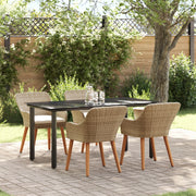 Set da Pranzo da Giardino Beige in Poly Rattan da 5 Pezzi
