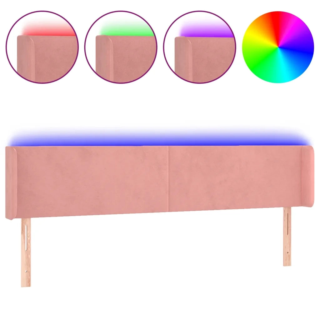 Testiera | Testata a LED Rosa 163x16x78/88 cm in Velluto
