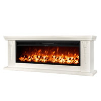 Camino Elettrico da Pavimento 60x170x27 cm Effetto Fiamma 1500W Pandora & Tanzania Panna