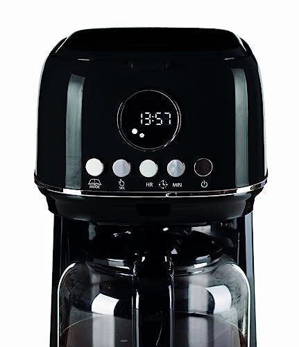 Ariete 1396 Macchina da caffè con filtro Moderna, Caffè americano, Capacità fino a 15 tazze, Base riscaldante, Display LCD, Filtri estraibili e lavabili, Nero