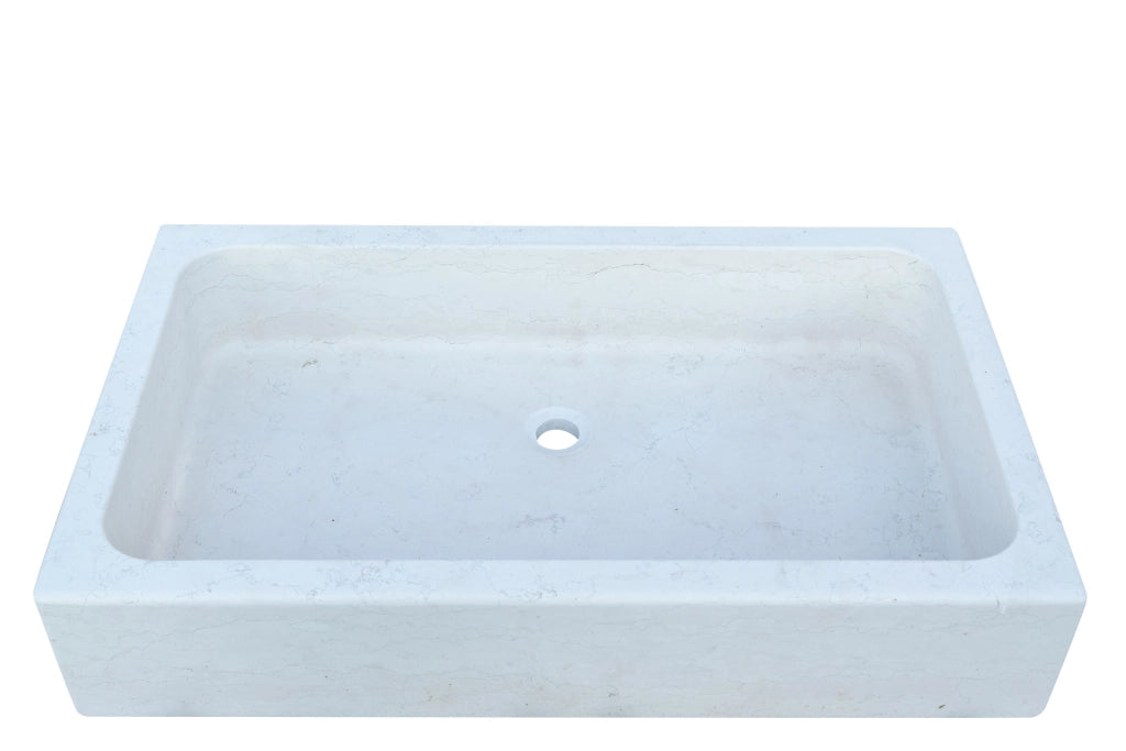 Biscottini Acquaio in marmo bianco L100xPR60xH20 cm Vasca realizzata completamente