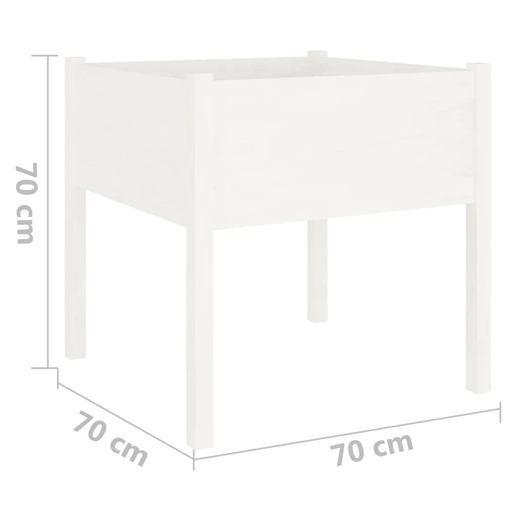Fioriera da Giardino-Vaso da Esterno Bianca 70x70x70 cm Legno Massello di Pino 495619