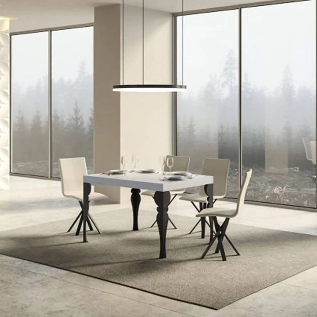 Tavolo allungabile 130/390x90 cm Paxon Premium colore bianco frassino gambe antracite