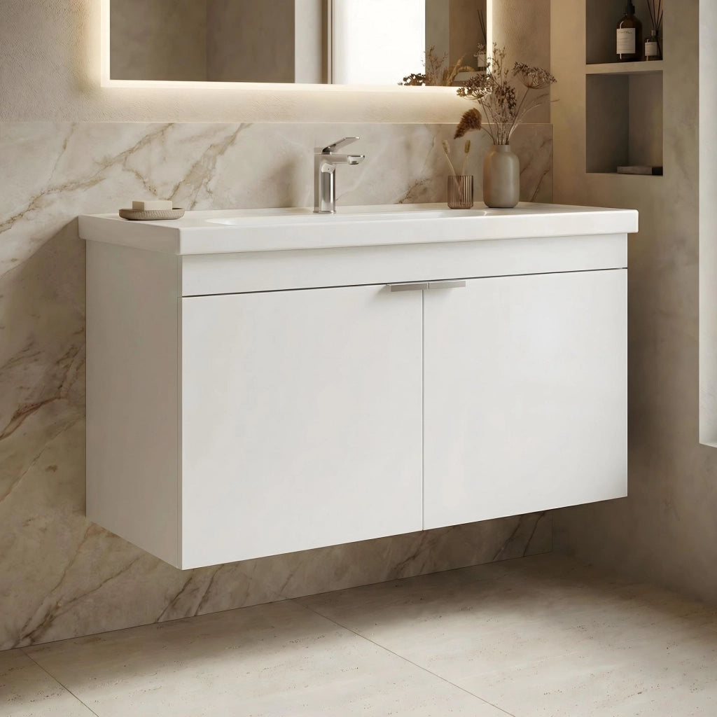 Mobile lavabo "Desna 100" - 100 x 45 x 58 cm - Bianco opaco
