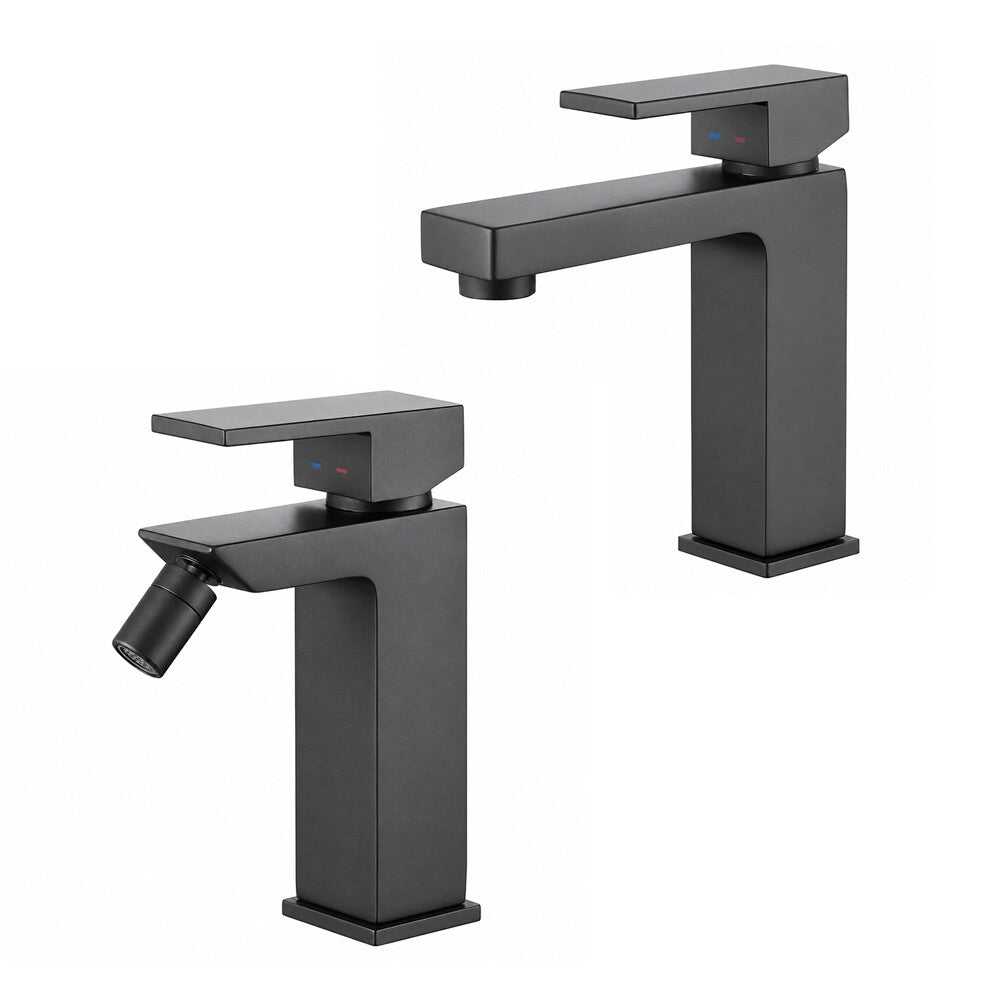 Set miscelatori lavabo bidet in ottone nero opaco Amber