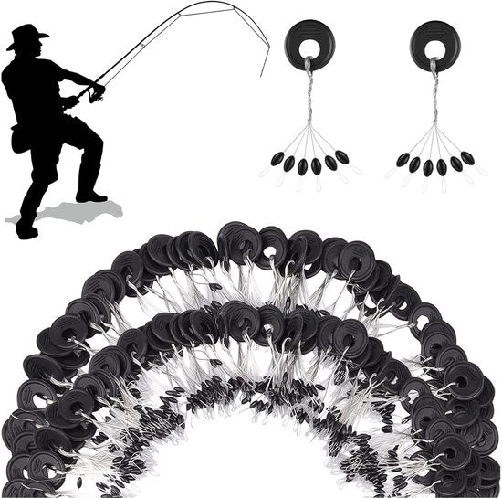 300 Stopperi in Gomma per Pescatori, 6-in-1 Stopper per Linea da Pesca, Ideale per Fiumi, Laghi e Pesca in Mare