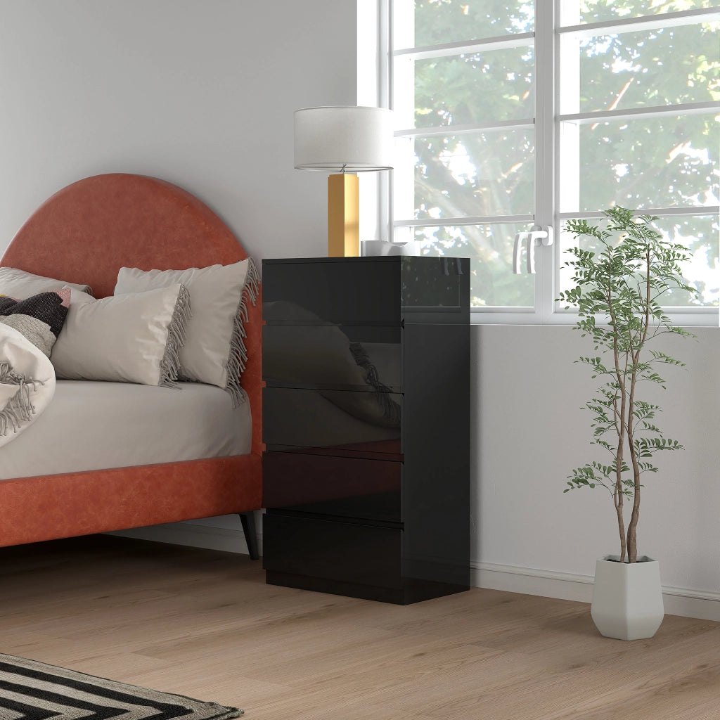 Cassettiera 5 cassetti ¨C Xylo ¨C Nero 55x34x100 cm stile moderno camera soggiorno ingresso