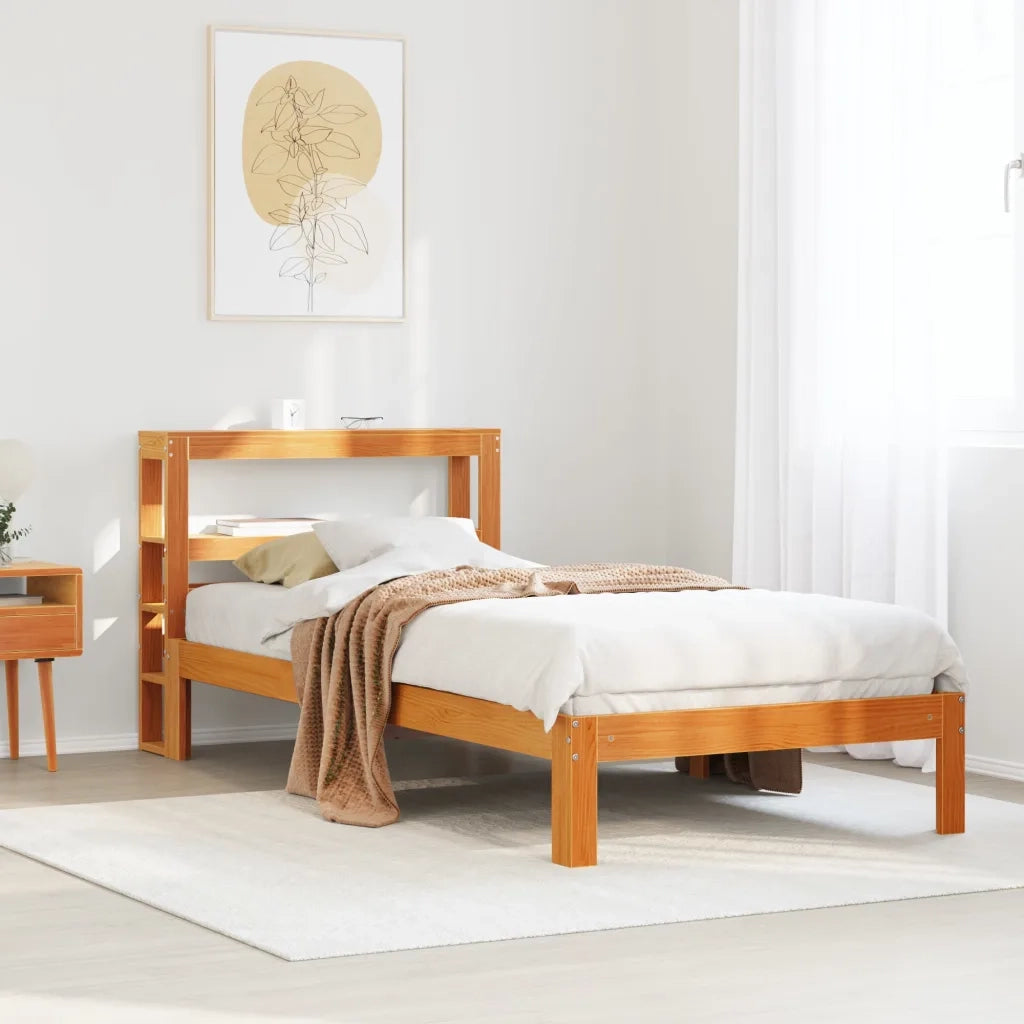 Letto senza Materasso-Struttura Letto Marrone Cera 100x200 cm in Legno di Pino 641285